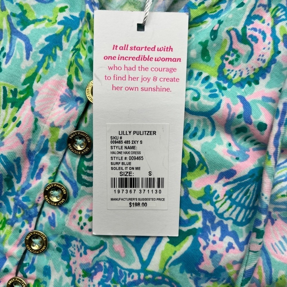 Lilly Pulitzer Malone Maxi Dress Small Surf Blue Soleil It On Me Tiered Boho NEW - Picture 6 of 10